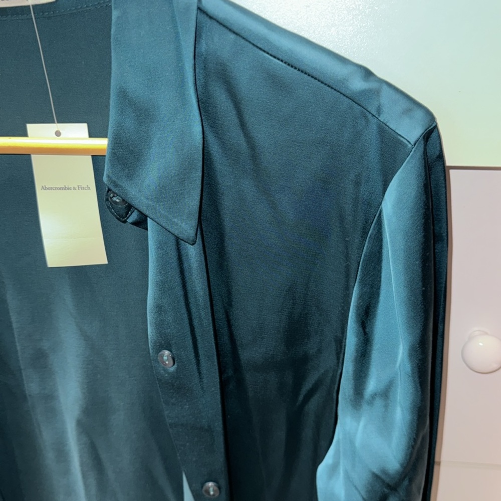NWT ABERCROMBIE SILK LONG SLEEVE DRESS SHIRT - Picture 2 of 3